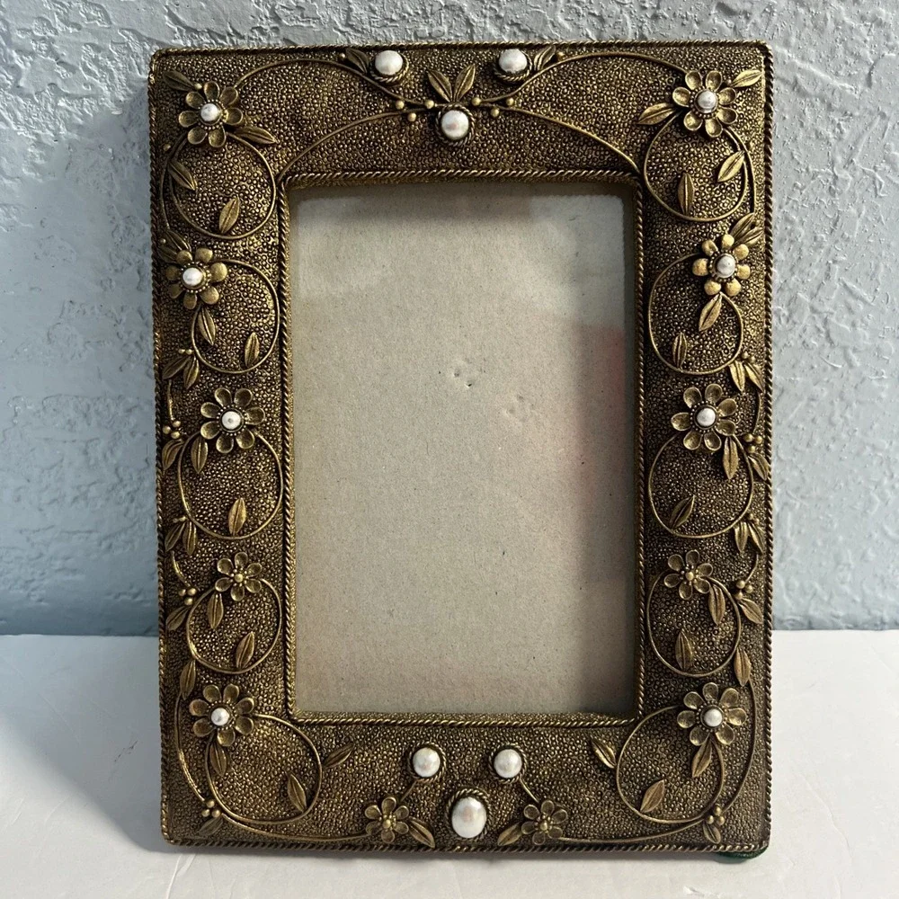 Giordano‎ Di Ponzano Brass Floral Picture Frame 4 X 6- Vintage